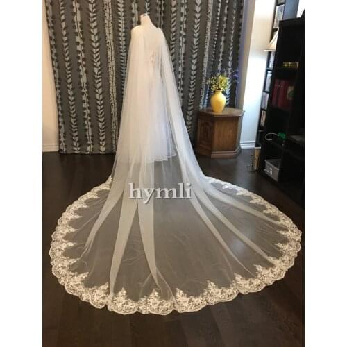 2019 New Lace Cape Veil 108"W X 120" (3 Meter) Long Wedding Cape Bridal Cloak Shawl Alencon Lace Trim Wedding Veils Long
