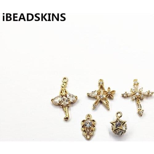 New arrival! 50pcs Copper with Cubic Zirconia charm/Connectors for Necklace,Earrings parts, Accessories,hand Made Jewelry DIY