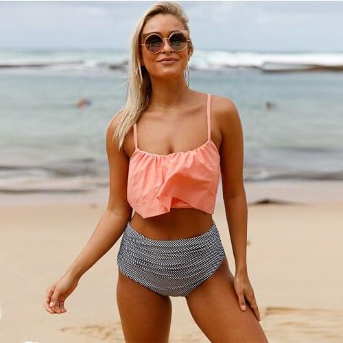 New Swimwear Women Bikini Mujer High Waist Swimsuits Ruffle Bikinis Swimming Suit For Womens Tankinis Biquini Bathing Suits