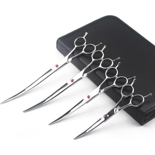 Professional Japan 440c 6/7/8/9 '' pet dog grooming hair scissors Curved cutting barber pet haircut shears Hairdresser scissors