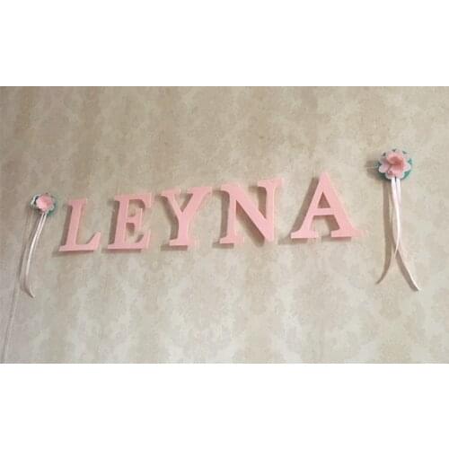 Personalized Mint birthday letter bunting Baby name banner Pink flower Sweet Party Decorations Nursery Garland Home Decoration