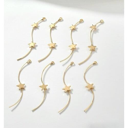Copper plated 18k true gold S-shaped curve stars minimalist geometric line pendant diy earrings jewelry accessories