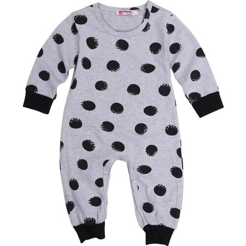 Pudcoco Newborn Baby Boy Girl Clothes Polka Dot Long Sleeve Cotton Romper Jumpsuit Outfit Playsuit Clothes