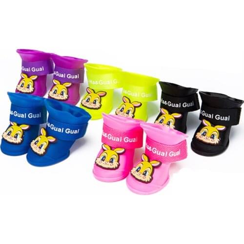 Colorful Dog Boots PU Rubber Water Protective Pet Shoes 4pcs/set Small Dogs Rain Shoe 8 Colors Available Pets Puppy Rainboot