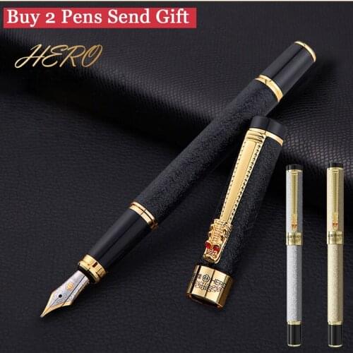 Hero 6006 Brand Ink Fountain Pen Dragon Crystal Diamond Metal Business Men Writing Pen Buy 2 Pens Send Gift