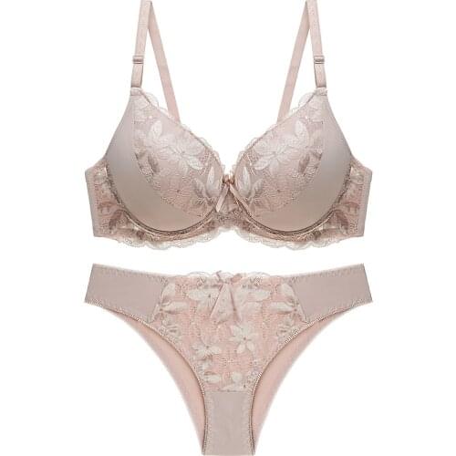 Sexy Lace Bra Set Underwear Set Solid Female Underwear Women Set Women Underwire Push Up Cup A B C 32 34 36 38 40 42 44 46