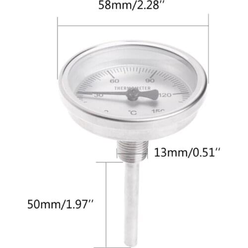 1/4 PT Thread Stainless Steel Thermometer Moonshine Kitchen Food Cooking Gauge