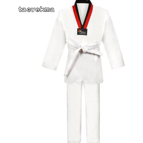 Taoyekma Full cotton long-sleeve unisex kids&adult taekwondo clothing sets Tae kwon do uniforms TKD martial arts suits clothes