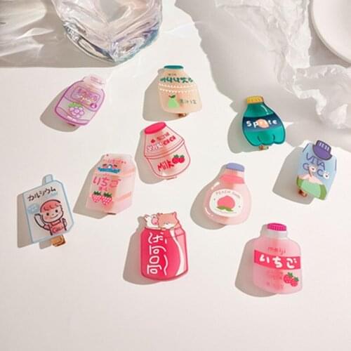 Sweet Girl Hair Clip Acrylic Colorful Cartoon Juice Yogurt Cola Milk Hair Pins Kids Hair Accessories