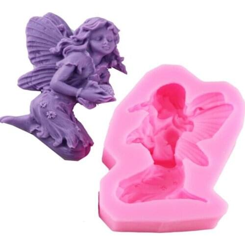 Female angel fondant mold chocolate resin soft pottery candy DIY cake decoration