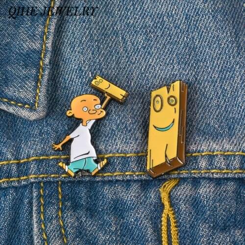 QIHE JEWELRY 90s Cartoon Enamel Pin Brooches Lapel pins Enamel pins Childhood Cartoons Jewelry