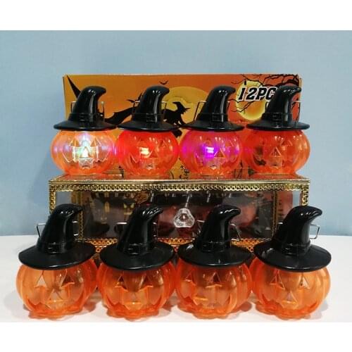 10pcs Halloween pumpkin lantern Halloween home decoration props new LED colorful gradient portable witch hat night light