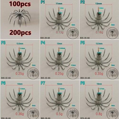 100pcs 200pcs Stainless steel small squid hooks P Umbrella Crown fishing fishhook P1-P8 Spain Chile bait accessories Jig pesca