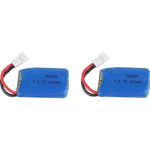 2pcs 3.7V 200mAh Drone Rechargeable Li-polymer Battery 752025P For RC Syma X4 X11 X13 Aircraft