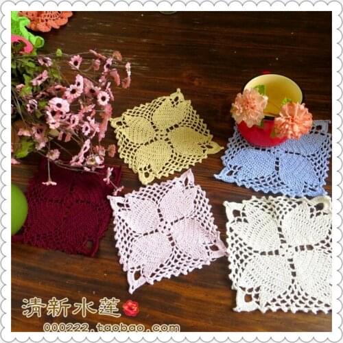 2016 new ZAKKA 15cm squre12pic/lot cotton crochet lace tableware doilies knitted mat square american decoration pad coaster