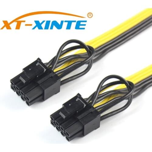 25cm CPU 8Pin to Dual 8Pin ( 6Pin + 2Pin ) Power Supply Cable Graphics Video Card PCI-E PCIe Splitter Cable Cord for Mining