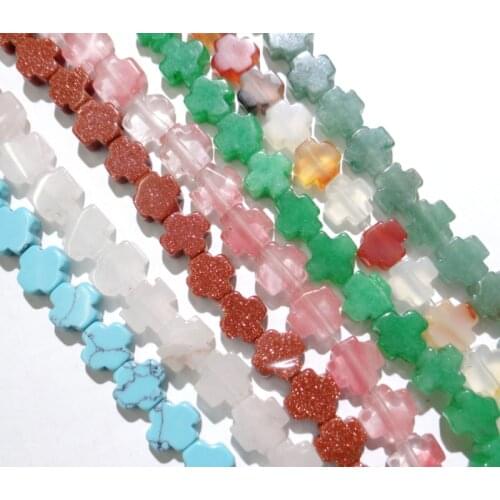 8x8mm Natural stone Agates crystal tiger eye stone Four-Leaf Clover shape Bead for DIY Jewelry Making Bracelet 50pcs strand