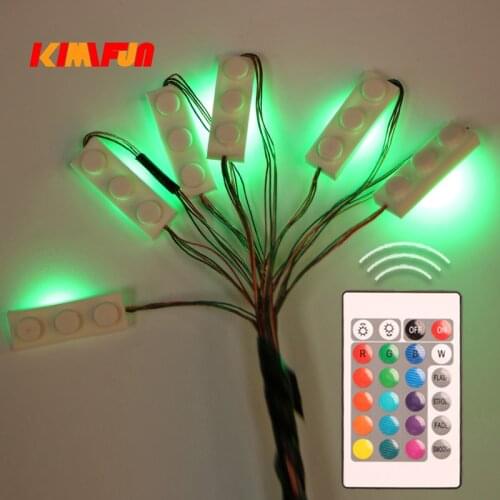 6pcs 1*3 Dot LED Remote Control of Lights Colorful Accessories Classic Brick Education Light-Emitting Building Blocks Kid
