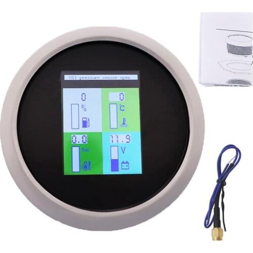 85MM 4 in 1 Multi-function Gauge With Fuel Level Gauge Water Temp 0-10Bar Oil Pressure Meter Voltmeter 9~32V Alarm For Car Boat