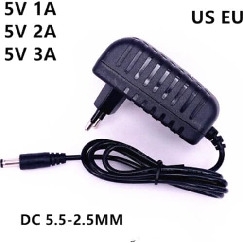 1PCS AC / DC Adapter DC 5V 1A 2A 3A 5.5*2.5mm AC 100-240V Converter power Adapter 5Volt 1000MA Power Supply Charger EU US Plug