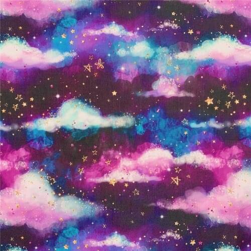 Watercolor beautiful stars clouds Cotton Printed Cloth Sewing Quilting Fabrics for Patchwork Needlework DIY Handmade Material