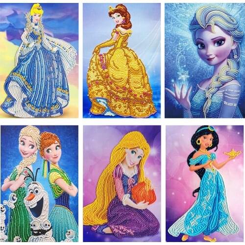 Disney 5D Diamond Painting Cross Stitch Frozen Princess Elsa Partial Diamond Round Picture of Rhinestone DIY Mosaic Embroidery