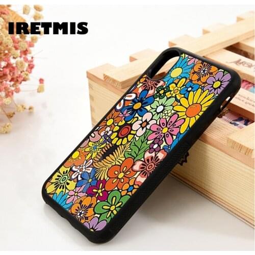 Iretmis 5 5S SE 2020 6 6S Silicone Rubber Phone Case Cover for iPhone 7 8 Plus X Xs 11 12 MINI Pro Max XR Flower Print