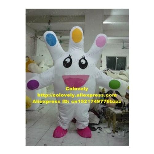 Wonderful White Palm Hand Manus Mascot Costume Fancy Dress With Big Crescent Shaped Red Mouth Fat Belly Short Legs No.7583 FS