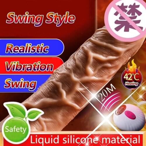 18cm Dildo Vibrator 42℃ Heating Rotating Swing Female Masturbation Tools Flexible Realistic Penis Erotic Sex Toys For Women Gay