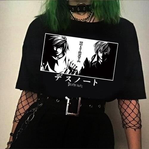 Japanese Anime Death Note T Shirt Men Kawaii Summer Tops Kira L Graphic Tees Cool Cartoon Unisex T-shirt Male