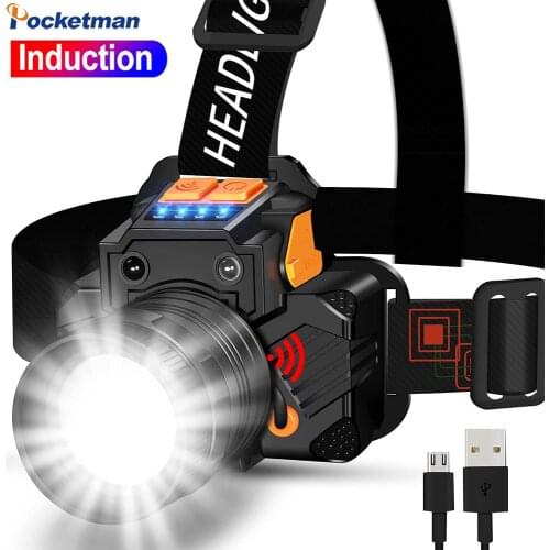 80000LM Motion Sensor Headlamp T6/L2 Head Lamp USB Rechargeable Headlight Outdoor Camping Light Head Torch Lanterna With Battery
