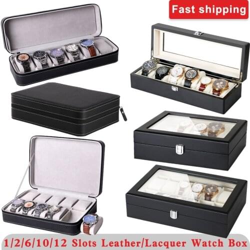 Watch Box Portable Travel Watch Zipper Case Collector 1/2/6/10/12 Slots Black Watch Storage Box Watch Organizer Holder D30