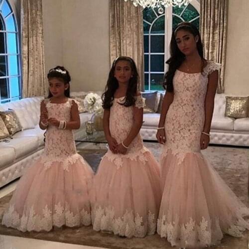2020 New Style Lace Mermaid Flower Girl Dresses for Weddings Kids Party Gowns First Communion Dresses for Girls