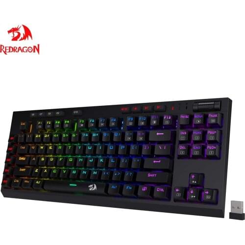 Redragon K596 Vishnu 2.4G Wireless/Wired RGB Mechanical Gaming Keyboard, 87 Keys TKL Compact Keyboard with 3000 mAh Battery
