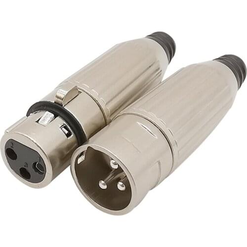 Metal 3Pin XLR Plug Socket Microphone Audio Adapter XLR Male and Female Jack Mic Speaker Audio Cable Connector