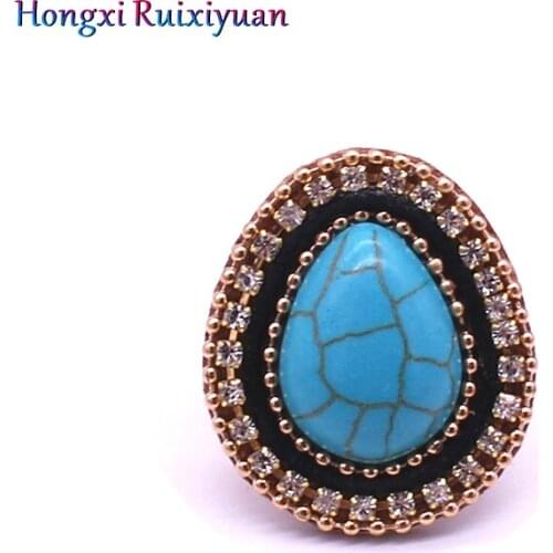 Fashionable Ring Bohemian Natural Stone Rhinestone Adjustable Lady Ring Beautiful Geometric Drop-shaped Ring Friendly Jewelry