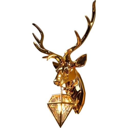 American simple deer head wall lamp modern creative decorative bedroom light personalized fashion porch TV background decor