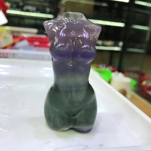 Natural Fluorite Crystal Stone Handmade Carved Figurine Sculpture Polished Powerful Statue For Home Decoration Gift