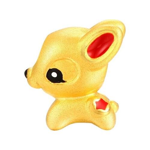 New 24K Yellow Gold Bracelet 3D 999 Gold Cute Deer Bracelet