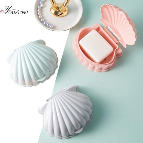 OYOURLIFE Creative Portable Shell Shape Soap Box Bathroom Drain Soap Holder Travel Soap Protect Case Bathroom Accessories