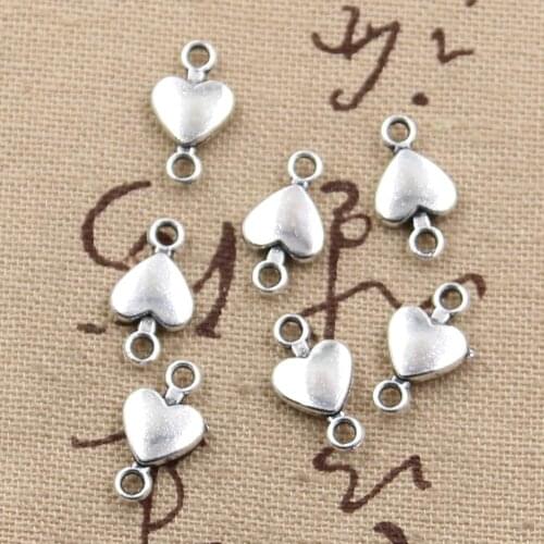 20pcs Charms Heart Connector 15x7mm Antique Making Pendant fit,Vintage Tibetan Silver color,DIY Handmade Jewelry