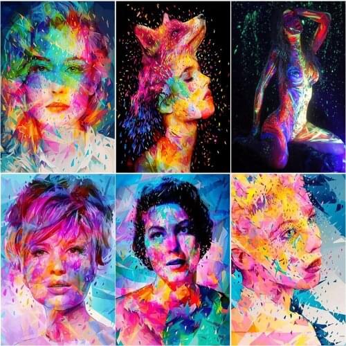 Full square embroidery Cross stitch dirll drawing Woman color landscape smiley 5d diamond painting 5D kit complet cuadros mosaic