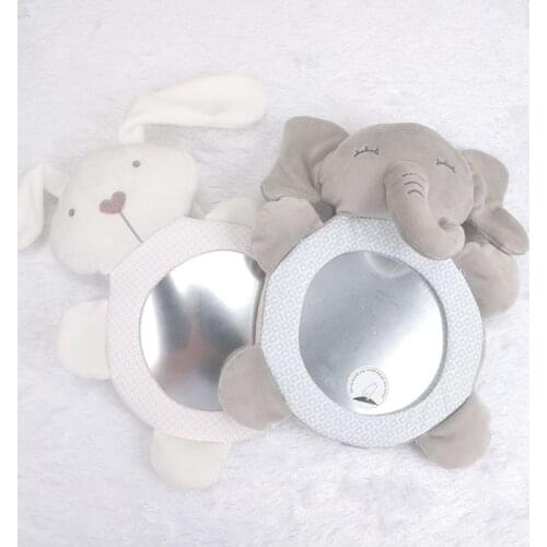 Adjustable Safety Car Baby Mirror Back Seat Headrest Rearview Mirrors Facing Rear Ward Infant Kids Monitor Bunny Plush