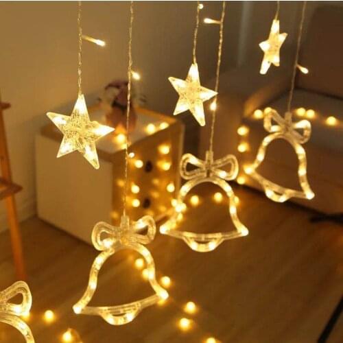 Christmas ornaments light LED Star AC110v-220V Light Star moon Curtain String New Year New Years Decorations for Home us euplug