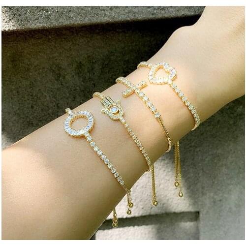 Heart multicolor crystal micro pave cz zircon cubic zirconia Bracelet Adjustable silicone Snake Chain Jewelry tfdg2