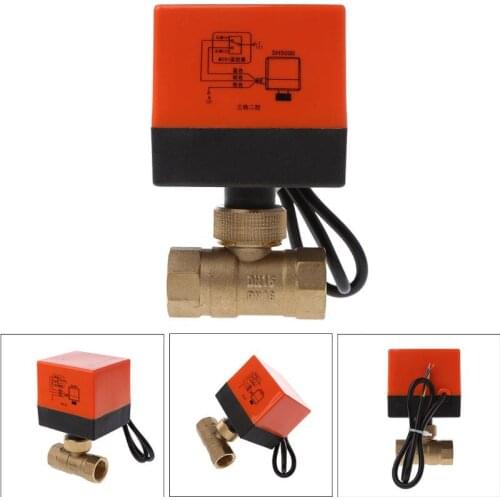 DN15 AC 220V 2 way 3-wire motorized ball valve brass electric valve for water control with actuator cable