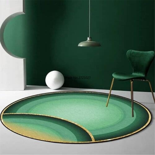 Nordic Green Blue Gold Geometric Pattern Round Living Room Carpet Modern Art Carpet Home Bedroom Floor Mats