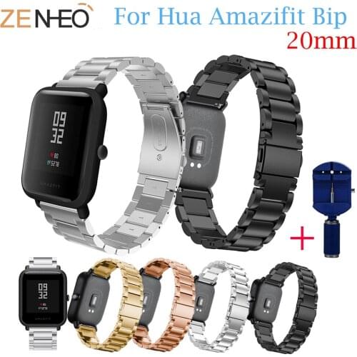 Replacement Watch band For Xiaomi Huami Amazfit Bip BIT PACE Lite Youth Band Stainless Steel Strap Bracelet With Adjust Tool