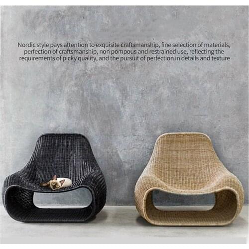 Free shipping outdoor indoor rattan chair furniture, simple rattan sofa hotel model room lounge chair