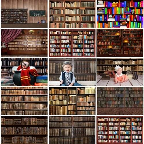 Magic Bookshelf Photography Backdrop Kids Library Study Child Cake Smash Portrait Photo Wood Book Stand Background Photostudio
